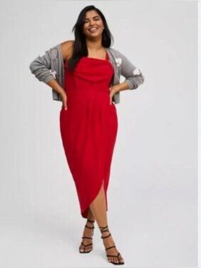 Torrid sleeveless midi dress red contemporary resort summer office cocktails 12